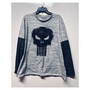 The Punisher Movie Marvel Comic Book Skull Men's Long Sleeve Shirt Size 2XL
